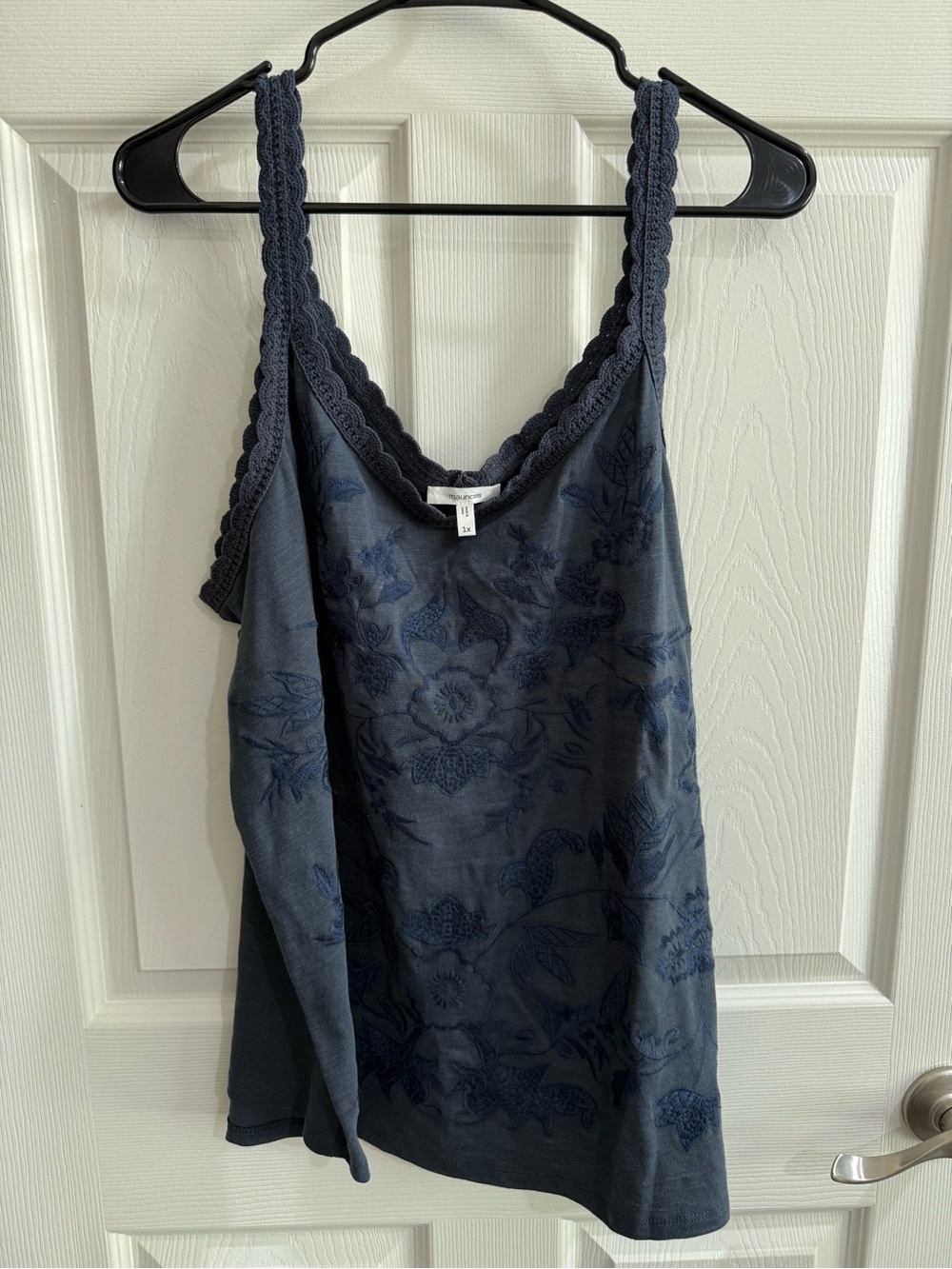 Maurices Navy Floral Lace-Trim Tank